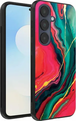 Produktbild von Geeignet für Samsung Galaxy S25 FE Telefon Fall mit roten grünen Marmor Print - TPU Backcover Fall rot grün Marmor Design - Smartphonica