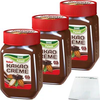 Produktbild von Nudossi Kakaocreme ohne Palmöl 3er Pack (3x300g Glas) + usy Block