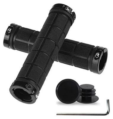 Produktbild von Fahrrad Lenkergriffe Anti-Rutsch Gummi für MTB BMX Trekkingrad 128mm Schwarz Doppelverriegelung