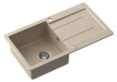 Zdjęcie produktu dla Zlewozmywak granitowy z ociekaczem 77x44cm, beżowy