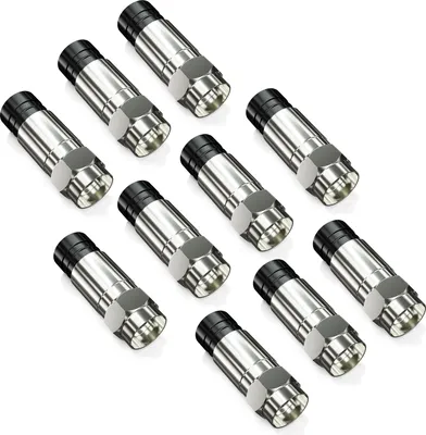 Produktbild von deleyCON 10x F Kompressionsstecker bis 7mm F-Stecker für Koaxialkabel SAT TV Kabel Pressstecker Hohe Rückflussdämpfung Robuste Ausführung