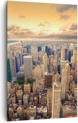Produktbild von Bild auf Leinwand - Leinwandbild - Einteilig - Stadt Wolkenkratzer Amerika Innenstadt - 80x120cm - Wand Bild - Wandbilder - Leinwanddruck - Wanddekoration - Leinwand bilder - Wandbild - PA80x120-2638