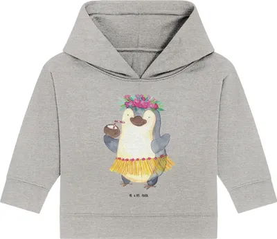 Produktbild von Mr. & Mrs. Panda Organic Baby Hoodie Pinguin Kokosnuss 24. - 36. Monat - Heather Grey - Geschenk, Aloha, Kapuzenshirt, Ferien, Hawaii, Urlaub, Kapuzensweatshirt, Erholt