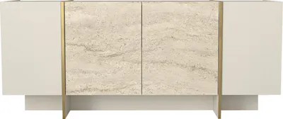 Produktbild von Sideboard Veyron mit 4 Türen in beiger Granit Optik und goldenen Details, viel Stauraum, 2550