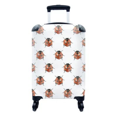 Produktbild von MuchoWow® Koffer Handgepäck Trolley Rollkoffer Kleine Reisekoffer mit 4 Rollen - Marienkäfer - Insekt - Muster - Cabin Size < 55x40x23 cm & 55x40x20 cm - Fotokoffer - Kabinenkoffer - Boardgepäck - Reise-Box - Reisekoffer - Reisegepäck - Koffer mit Bild - Trolley für Kinder