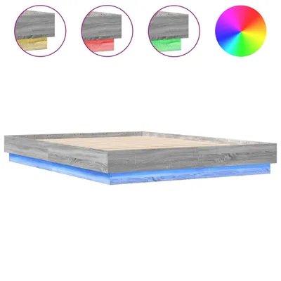 Produktbild von vidaXL Bettgestell mit LED Grau Sonoma-Eiche 120x200 cm