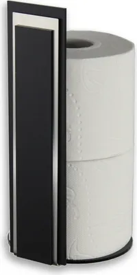 Produktbild von Toilettenpapierhalter, Reserverollenhalter zum Kleben aus Edelstahl und Acryl (schwarz)