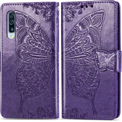 Produktbild von Mobigear Butterfly  Samsung Galaxy A70 Hülle Klapphülle Geldbörse - Lila