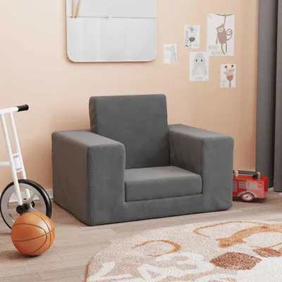 Obrázok produktu pre vidaXL Rozkladacia pohovka pre deti Anthracite Soft Plush