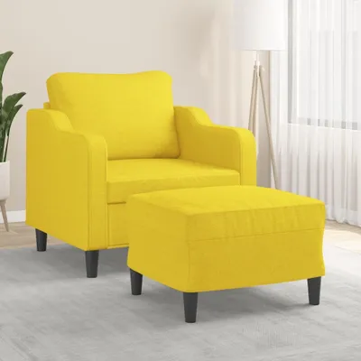 Produktbild von Design Sessel mit Hocker Hellgelb 60 cm Stoff, Schlafsofas 2024 Neu