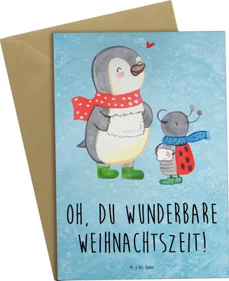 Produktbild von Mr. & Mrs. Panda Grußkarte Smörle Winterzeit - Eisblau - Geschenk, einladungskarten, vatertagskarte, hochzeitskarten, Weihnachten Grüße, osterkarten, Weihnachtsgruß