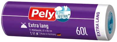 Obrázek produktu pro Klimaticky neutrální vložky do odpadkových košů Pely 60 L extra dlouhé se stahovací šňůrkou 11 kusů