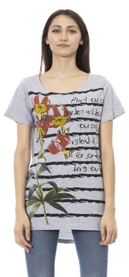 Immagine prodotto di T-shirt da donna Trussardi, manica corta, girocollo, stampa floreale, stile casual-chic
