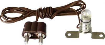Produktbild von Glühbirne E5,5 mit Beleuchtungssockel 3,5V – Puppenhaus Beleuchtung, Kabel 60cm braun