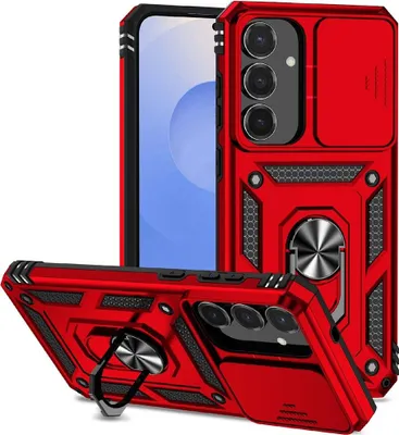 Produktbild von Samsung Galaxy S25 FE Hülle - Coverup Armor Ring Ständer Back Cover mit Kamera Schutz - Rot