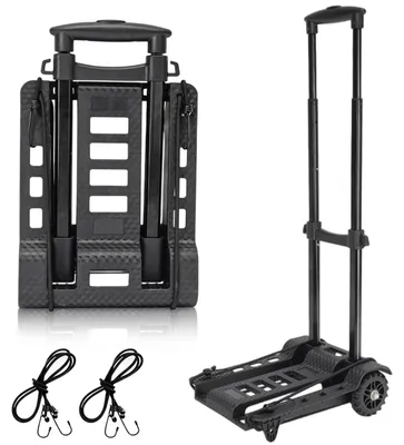 Zdjęcie produktu dla Składany Wózek Ręczny,Wózek Składany Transportowy,Udźwig 50 KG z 2 Linkami do Ciągnięcia do Przeprowadzek, Zakupów, Podróży i Użytku Domowego