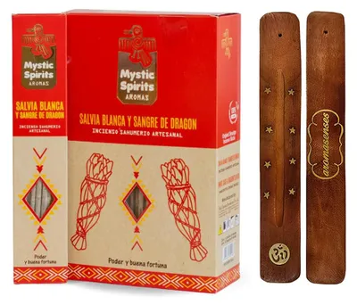 Räucherstäbchen Weißer Salbei Drachenblut 96 Stück + Halter