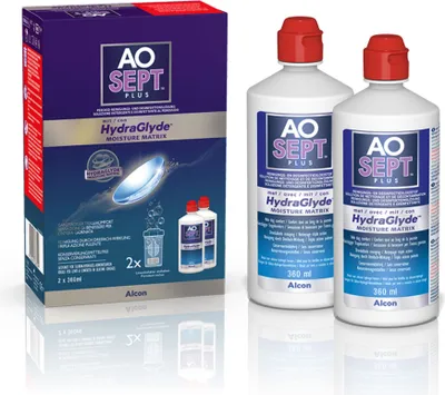 Produktbild von AOSEPT Plus HydraGlyde Vorratspack 2x 360ml Kontaktlinsenpflegemittel
