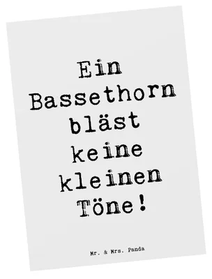 Produktbild von Mr. & Mrs. Panda Postkarte Spruch Bassethorn Klänge - Weiß - Geschenk, Postkarten, Klarinetten, Holzblasinstrument, Musik, Instrument, Motivkarte, Ansichtskarte, Lernen