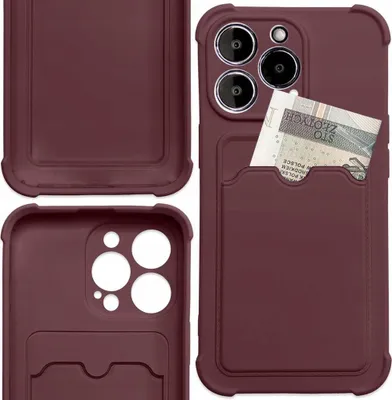 Image de Carte Armor Case pour Iphone 12 Pro Max Carte Wallet Silicone Armor Case Air Bag Raspberry