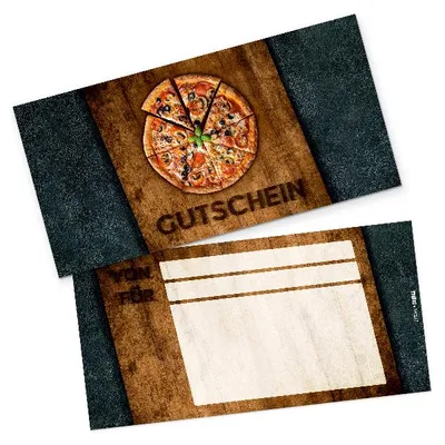 Produktbild von itenga Geschenkgutschein Pizza Holzbrett (Motiv 4), Postkarte zum Ausfüllen