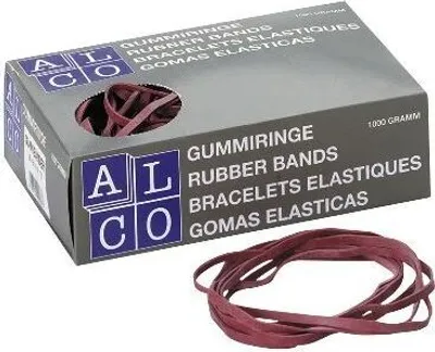 Produktbild von Alco Gummibänder, Rot, 100 x 5 mm, Beutel à 1,0 kg
