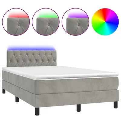 Produktbild von vidaXL Boxspringbett mit Matratze & LED Hellgrau 120x200 cm Samt