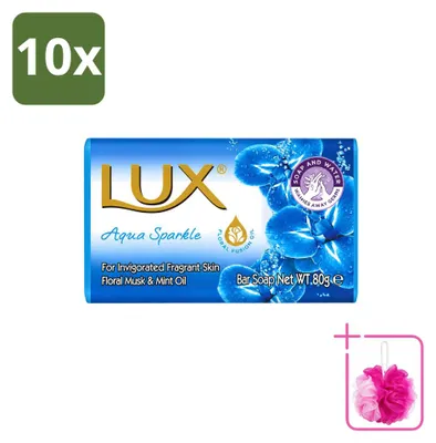 Productafbeelding van 10 x Lux Zeep Aqua Sparkle - Hydraterend - 80 g - Voordeelverpakking - 10 stuks