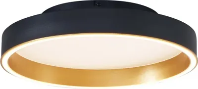 Zdjęcie produktu dla Designowa lampa sufitowa, czarna ze złotymi akcentami, 40 cm, z diodami LED i 3-stopniowym przełącznikiem, model Ingo
