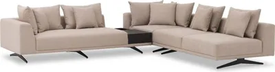 Produktbild von Casa Padrino Luxus Ecksofa Sandfarben / Bronze 340 x 292 x H. 64 cm - Edles Wohnzimmer Sofa mit Kissen - Luxus Möbel - Luxus Qualität