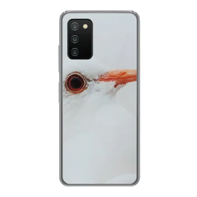Produktbild von MuchoWow® Handyhülle Schutzhülle Hülle für Samsung Galaxy A03s Nahaufnahme einer weißen Taube Silikon Softcase Handy Hülle - Schutz