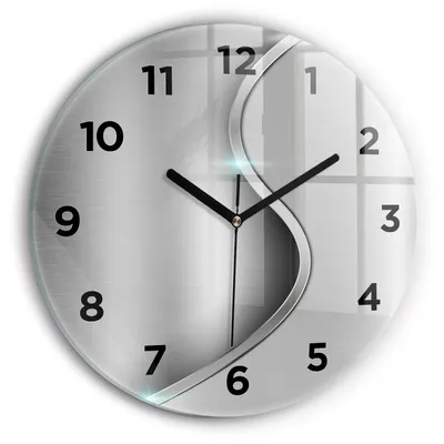 Produktbild von Wallfluent Wanduhr – Stilles Quarzuhrwerk - Uhr Dekoration Wohnzimmer Schlafzimmer Küche - Zifferblatt - schwarze Zeiger - 30 cm - Graue Metallabstraktion