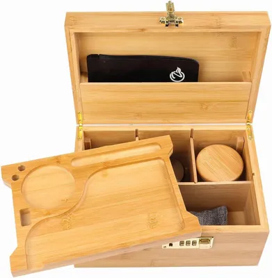 Immagine prodotto di OZCHIN Grande scatola in bambù con chiusura a combinazione e contenitori in vetro