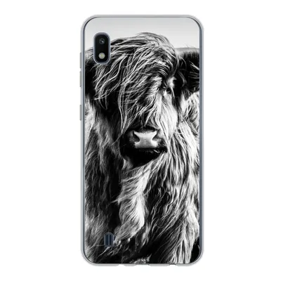 Produktbild von MuchoWow® Handyhülle Schutzhülle Hülle für Samsung Galaxy A10 Schottischer Highlander - Natur - Kuh - Schwarz - Weiß Silikon Softcase Handy Hülle - Schutzhülle