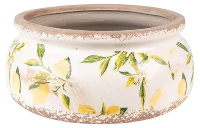 Image de Clayre & Eef Pot de fleurs Ø 23x10 cm Jaune Céramique Citron