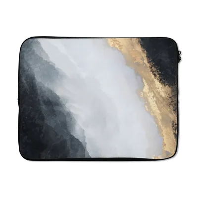 Produktbild von MuchoWow® Laptop Hülle 17 Zoll Laptoptasche Abstrakt - Farbe - Gold - Schwarz - Marmor - Zipper - Schutzabdeckung