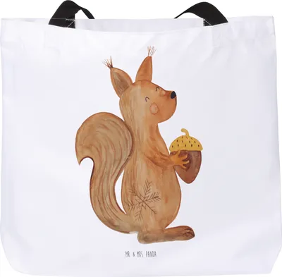 Produktbild von Mr. & Mrs. Panda Tote Bag Eichhörnchen Weihnachtszeit - Weiß - Geschenk, Strandtasche, Tasche, Neujahr, Weihnachtsgruß, Reisetasche, Beutel, Vogel, Winter, Laptoptasche