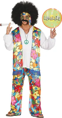Produktbild von Hippie Retro 60s 70s Karneval Flowy Fashion Boho Flower Power Festival Mode Farbenfrohe Peace Love Vest, Größe: 52 - 54 (L) Farbe: Mehrfarbig