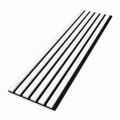 Produktbild von Wandlamellen 30x120 cm - MDF-Lamellen - weiße Marmorlamellen - Wanddekoration - WEISSER MARMOR, KI-generiertes Bild