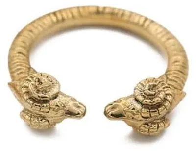 Imagen del producto de Solidchoice - Anillo ajustable con motivos de cuernos de carnero en latón dorado