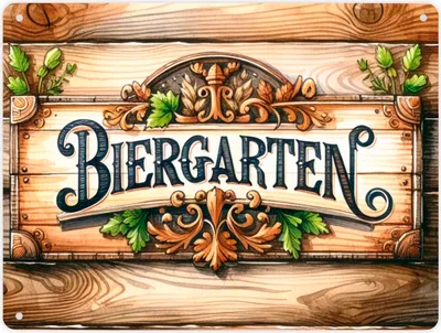 Produktbild von Biergarten Metallschild XL in 21x28 cm