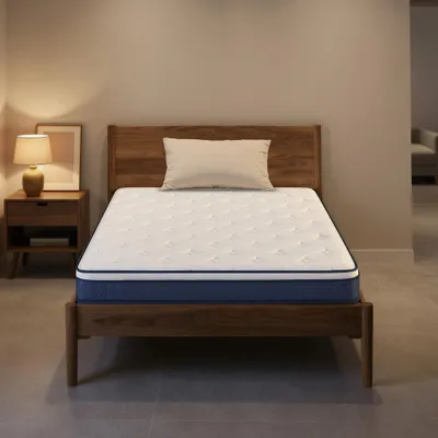 Produktbild von VASAGLE Federkernmatratze 140 x 200 x 20 cm, Gel-Memory-Schaum, mittelfest, 7-Zonen, Schlafzimmer, atmungsaktiv, blau