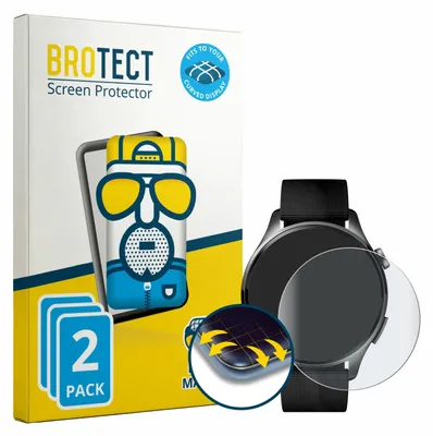 Produktbild von 2x BROTECT Fullscreen Schutzfolie für Xiaomi Watch 5 (47 mm) Displayschutz Folie Fullcover Matt Entspiegelungsfolie