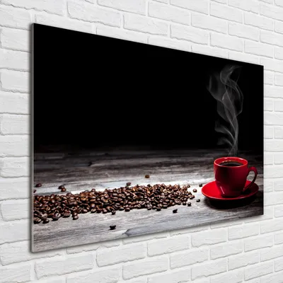 Produktbild von Tulup® Glas-Bild - 100 x 70 - Wandbild aus Glas - Wandkunst - Wandbild hinter gehärtetem Sicherheitsglas - Essen & Getränke - Aromatischer Kaffee - Rot
