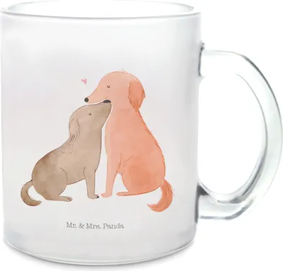 Produktbild von Mr. & Mrs. Panda Tee Tasse Hunde Liebe - Transparent - Geschenk, Häferl, Haferl, Herz, Pott, Hund, Kuscheln, Teetasse, Trinkglas, Sprüche