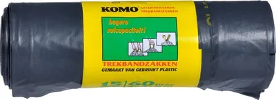 Imagen del producto de Komo, bolsas de basura con asa, 60 litros (paquete de 15 unidades)