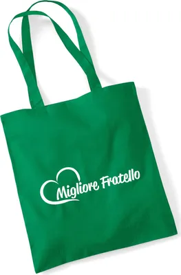 Produktbild von Huuraa Jutebeutel Migliore Fratello Cuore 10 Liter Kelly Green Baumwolle Tasche Geschenkidee