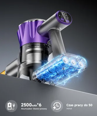 Immagine prodotto di Aspirapolvere portatile senza fili - Motore da 500W - 50 minuti di autonomia - Senza sacco - Filtro HEPA