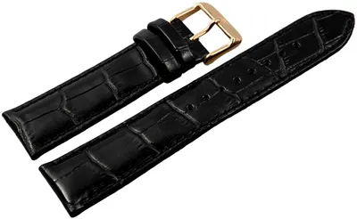 Produktbild von Echtleder-Uhrenarmband, schwarz, Krokooptik, 20 mm - 24 mm