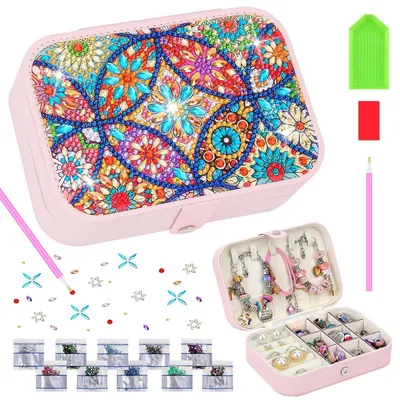 Image de Kit de création de boîte à bijoux en strass, couleur rose, 1 pièce